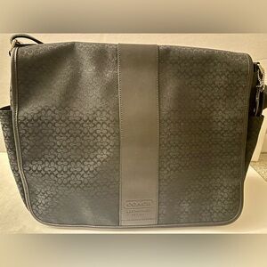 Coach Black Signature Leather Messenger Bag